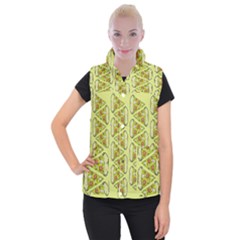 Pizza Fast Food Pattern Seamles Design Background Women s Button Up Vest