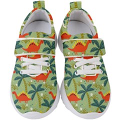 Cute Colorful Dinosaur Seamless Pattern Kids  Velcro Strap Shoes by Vaneshart