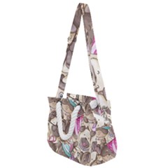 Hand Drawn Animal Pattern Dog Illustration Rope Handles Shoulder Strap Bag