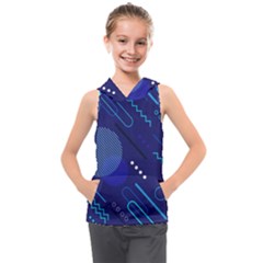 Classic Blue Background Abstract Style Kids  Sleeveless Hoodie