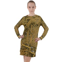 Pcb Printed Circuit Board Long Sleeve Hoodie Dress by Vaneshart