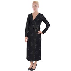 Neon Style Black And White Footprints Motif Pattern Velvet Maxi Wrap Dress by dflcprintsclothing