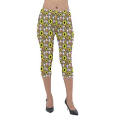Hawaii Ghost Beige Lightweight Velour Capri Leggings  by snowwhitegirl