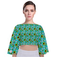 Hawaii Ghost Aqua Tie Back Butterfly Sleeve Chiffon Top by snowwhitegirl