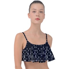 Black And White Matrix Patterned Design Frill Bikini Top