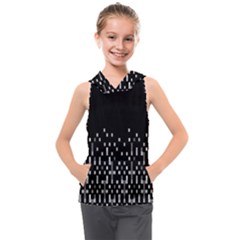 Black And White Matrix Patterned Design Kids  Sleeveless Hoodie by dflcprintsclothing