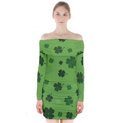 St Patricks Day Long Sleeve Off Shoulder Dress by Valentinaart