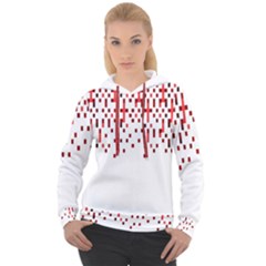 Red And White Matrix Patterned Design Women s Overhead Hoodie