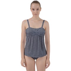 Black And White Triangles Twist Front Tankini Set by Sparkle