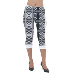 Mandala Pattern Lightweight Velour Capri Leggings  by Sparkle