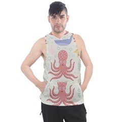 Underwater Seamless Pattern Light Background Funny Men s Sleeveless Hoodie