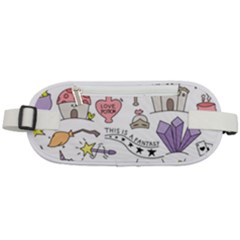 Fantasy Things Doodle Style Vector Illustration Rounded Waist Pouch