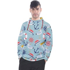 Nautical Marine Symbols Seamless Pattern Men s Pullover Hoodie