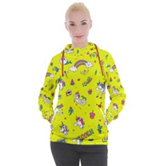 Pattern Unicorns Mermaids Horses Girlish Things Women s Hooded Pullover by Wegoenart