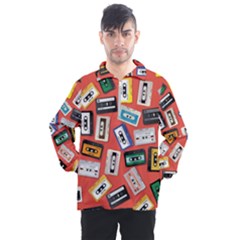 Vintage Retro Cassette Tape Pattern Design Template Men s Half Zip Pullover by Wegoenart