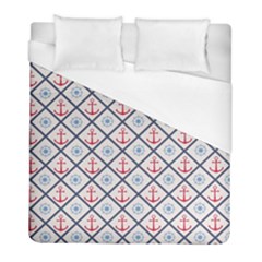 Seamless Pattern With Cross Lines Steering Wheel Anchor Duvet Cover (full/ Double Size) by Wegoenart