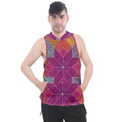 Ethnic Floral Mosaic Pattern Men s Sleeveless Hoodie by Wegoenart