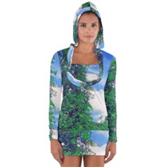 The Deep Blue Sky Long Sleeve Hooded T-shirt by Fractalsandkaleidoscopes