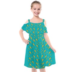 Sakura In Yellow And Colors From The Sea Kids  Cut Out Shoulders Chiffon Dress by pepitasart