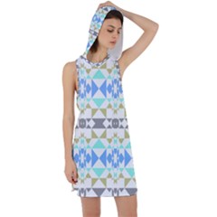 Multicolored Geometric Pattern Racer Back Hoodie Dress by dflcprintsclothing