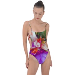 Poppy Flower Tie Strap One Piece Swimsuit