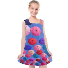 Rainbow Umbrella Kids  Cross Back Dress by Sparkle