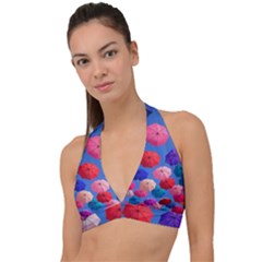 Rainbow Umbrella Halter Plunge Bikini Top by Sparkle