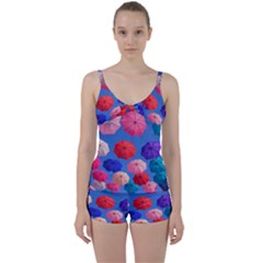 Rainbow Umbrella Tie Front Two Piece Tankini by Sparkle