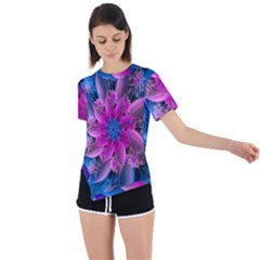 Fractal Flower Asymmetrical Short Sleeve Sports Tee