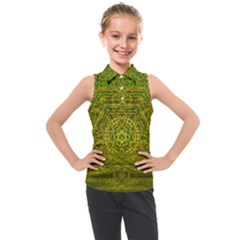 Gold Golden Sunset Mandala Kids  Sleeveless Polo Tee