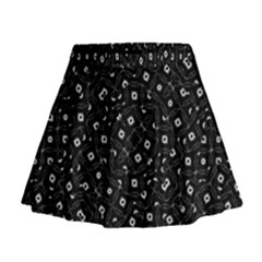 Black And White Intricate Geometric Print Mini Flare Skirt by dflcprintsclothing