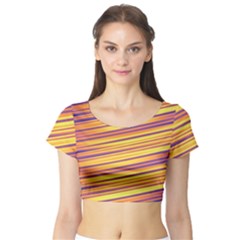 Colorful Strips Short Sleeve Crop Top