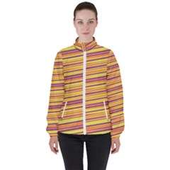 Colorful Strips Women s High Neck Windbreaker by Sparkle