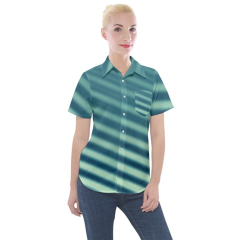 Blue Strips Women s Short Sleeve Pocket Shirt by Sparkle