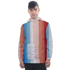 Blue,white Red Men s Front Pocket Pullover Windbreaker by Sparkle