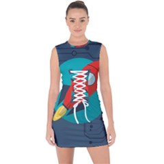 Rocket With Science Related Icons Image Lace Up Front Bodycon Dress by Vaneshart