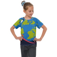 Spaceship Design Kids  Mesh Piece Tee