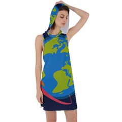 Spaceship Design Racer Back Hoodie Dress