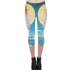 Space Exploration Illustration Capri Leggings  by Vaneshart