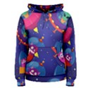 Cartoon Funny Aliens With Ufo Duck Starry Sky Set Women s Pullover Hoodie View1