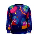 Cartoon Funny Aliens With Ufo Duck Starry Sky Set Women s Sweatshirt View1