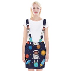 Boy Spaceman Space Rocket Ufo Planets Stars Braces Suspender Skirt by Vaneshart