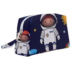 Boy Spaceman Space Rocket Ufo Planets Stars Wristlet Pouch Bag (large) by Vaneshart