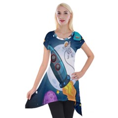 Spaceship Astronaut Space Short Sleeve Side Drop Tunic by Vaneshart