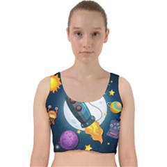 Spaceship Astronaut Space Velvet Racer Back Crop Top by Vaneshart