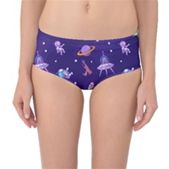 Space Seamless Pattern Mid-waist Bikini Bottoms by Vaneshart