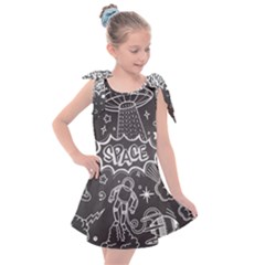 Vector Flat Space Design Background With Text Kids  Tie Up Tunic Dress by Vaneshart