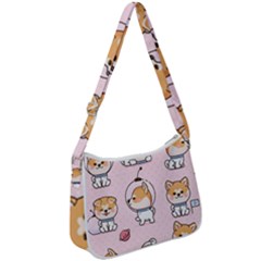 Set Kawaii Smile Japanese Dog Cartoon Zip Up Shoulder Bag by Vaneshart