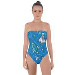 About Space Seamless Pattern Tie Back One Piece Swimsuit by Vaneshart