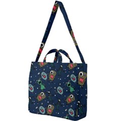 Monster Alien Pattern Seamless Background Square Shoulder Tote Bag by Vaneshart